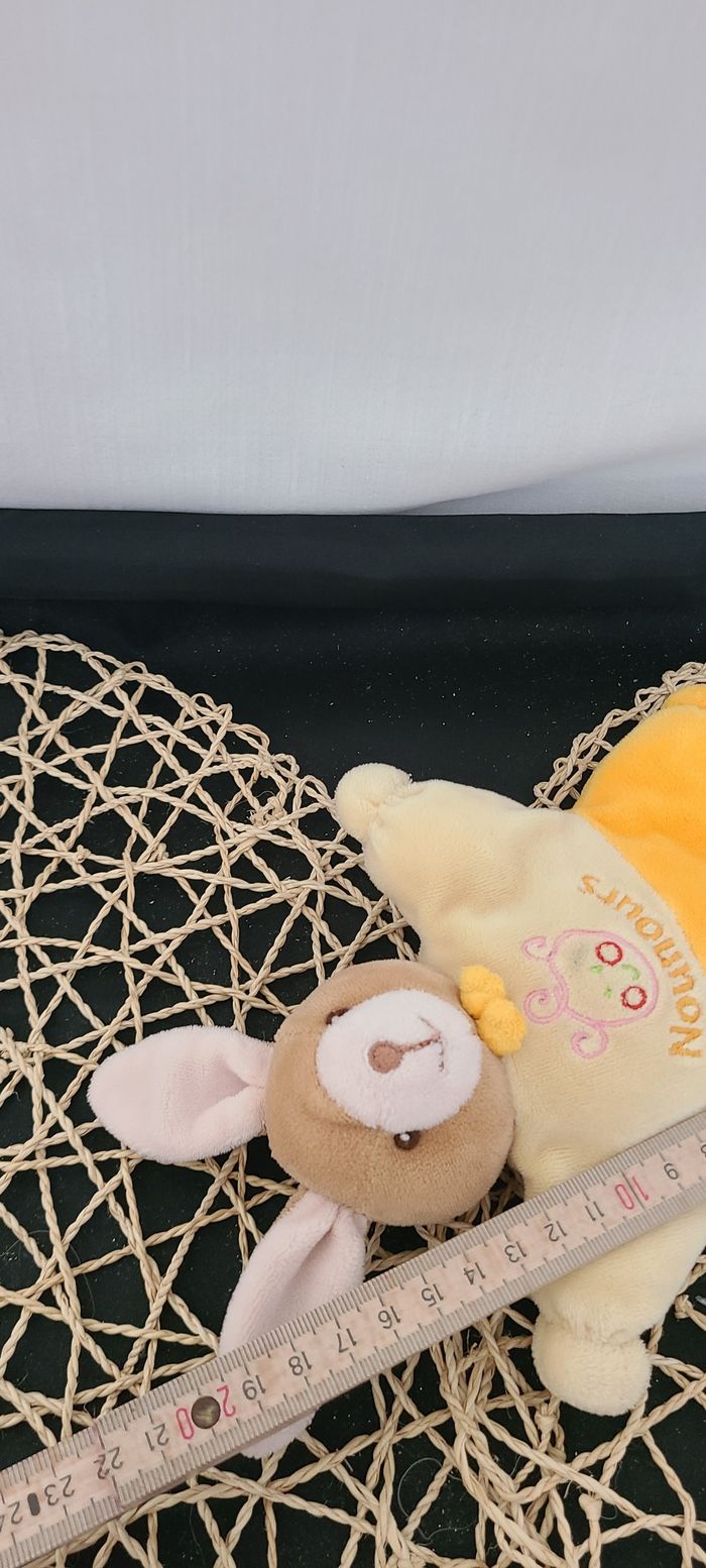 NOUNOURS DOUDOU LAPIN BEIGE QUASI PLAT JAUNE ORANGE - photo numéro 3