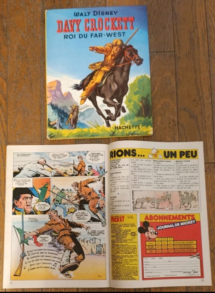 Lot Davy Crockett livre 1956 + journal de Mickey avec bd 1986 vintage - photo numéro 9