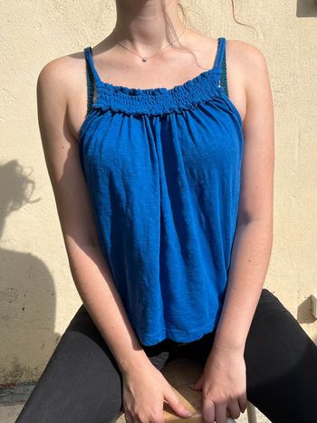 Débardeur ample plissé bleu électrique