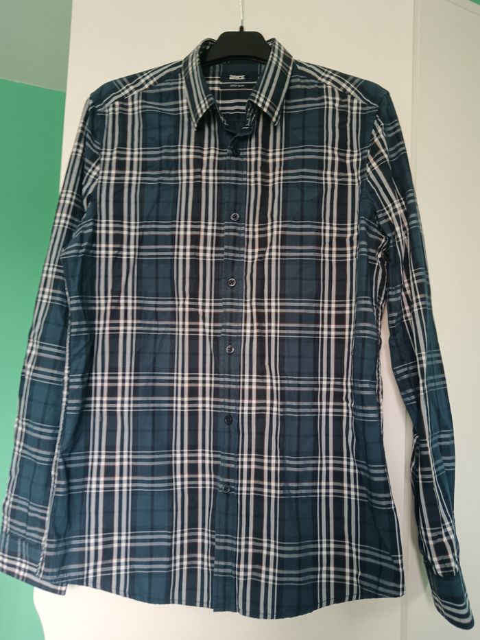 Chemise à carreaux bleue et blanche Brice Taille M– style casual 👕