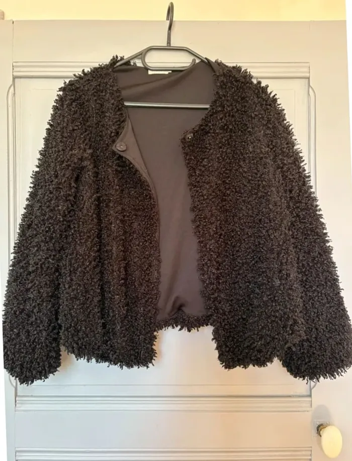 Veste noire moumoute Jacqueline Riu taille S