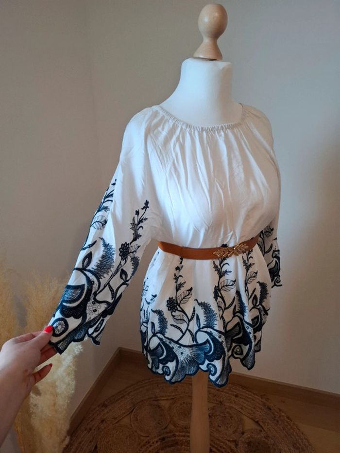 Blouse blanche bohème Fleurie Griffon taille M 38 - photo numéro 9