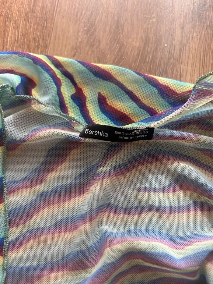 Haut manche longue noué devant coloré bershka taille S - photo numéro 4