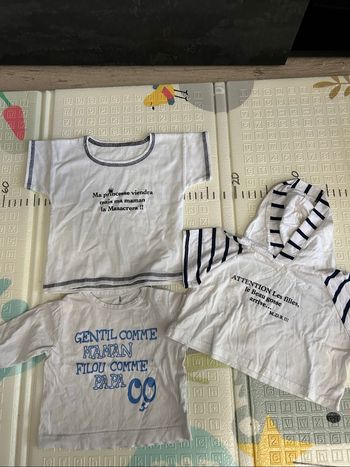 Lot tee shirt humoristique bébé 6/9 mois