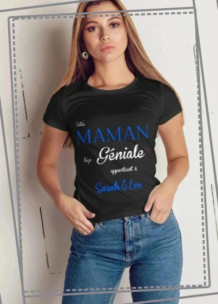 T-shirt "Cette Maman trop Géniale appartient à" - Cadeau Unique pour la Fête des Mères