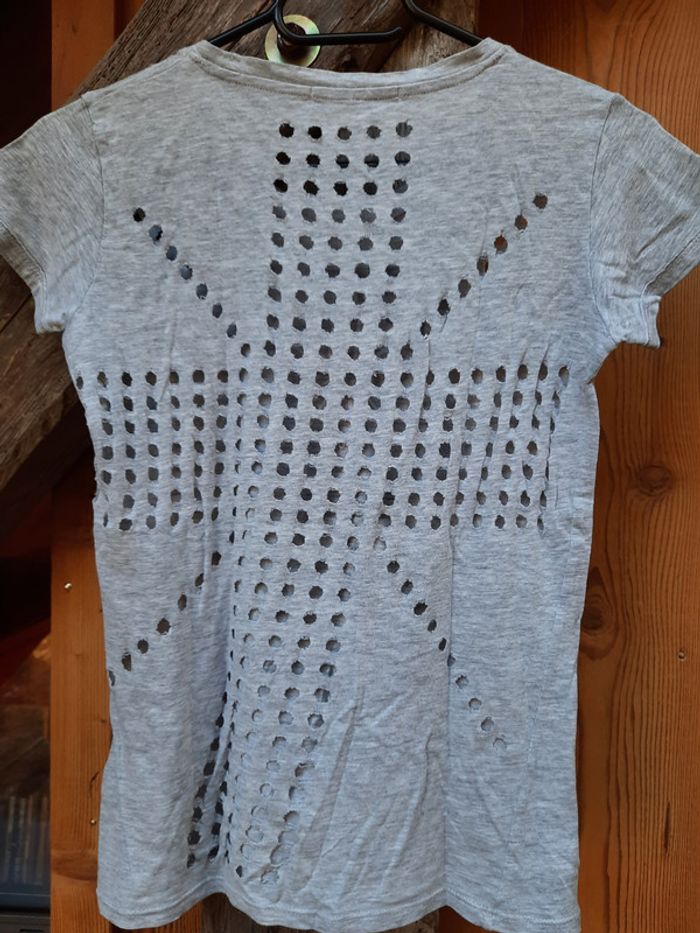 Superbe tee-shirt Teddy Smith, original, gris, tête de mort, 16 ans - photo numéro 2