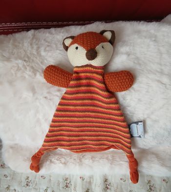 Doudou Petit Renard en tricot & tissu velouté