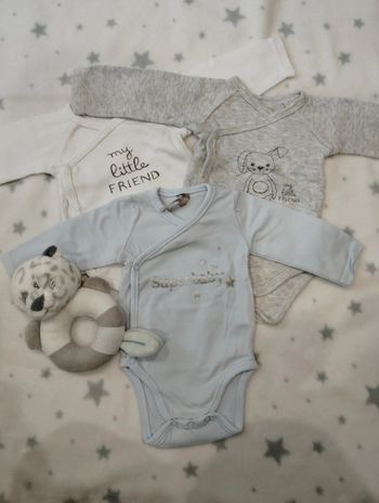Lot de 3 bodies Cache cœur pour "mini baby"