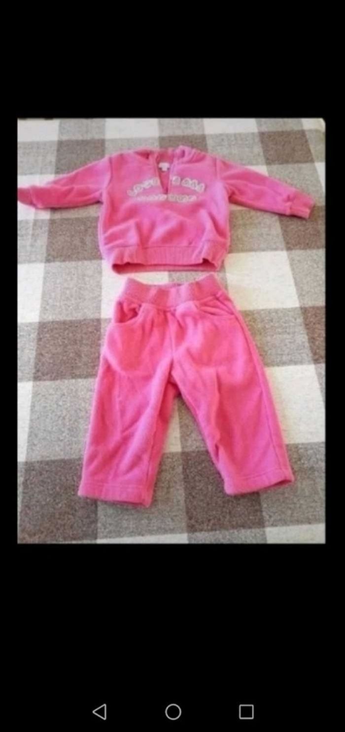 Ensemble jogging sweat et pantalon épais rose 12 mois Tex 5€ - photo numéro 3