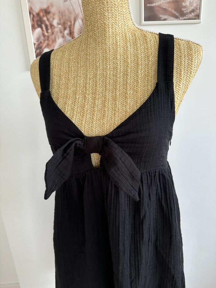 Robe courte bretelles noire gaze coton 38 - photo numéro 2