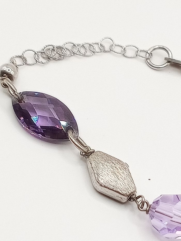 Bracciale donna argento 925 pietre viola misura fino a  20.5 cm - photo numéro 5