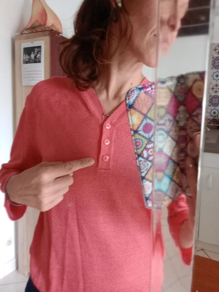 Pull femme 40 rose mailles fines c81 - photo numéro 6