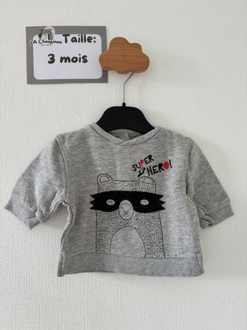 Pull gris - taille 3 mois 🌼