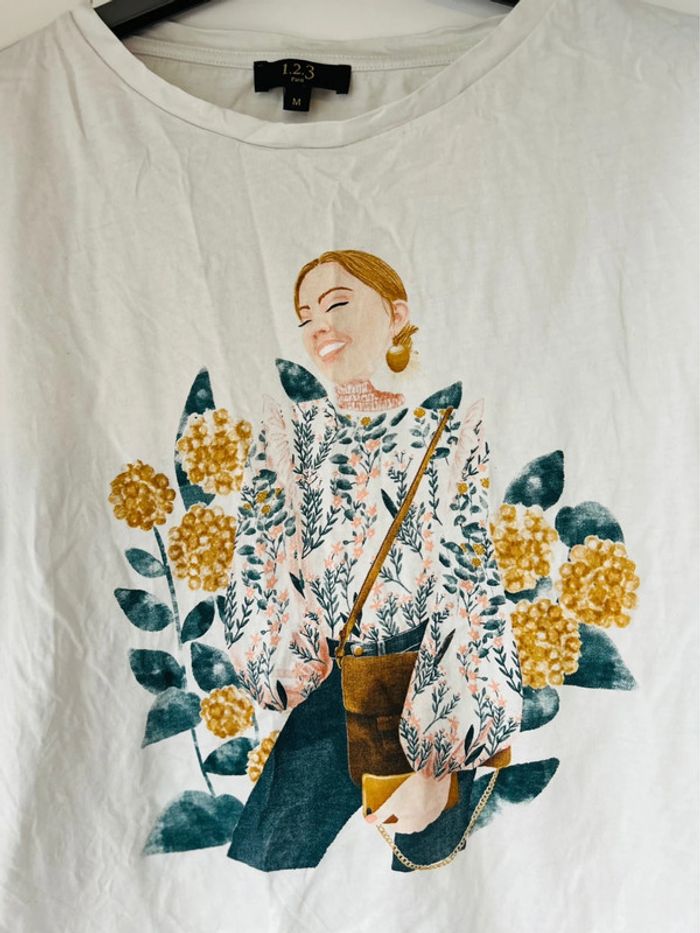 T-shirt romantique bohème maison 1,2,3 en coton - photo numéro 2