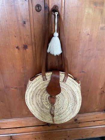 Grand sac à main panier paille