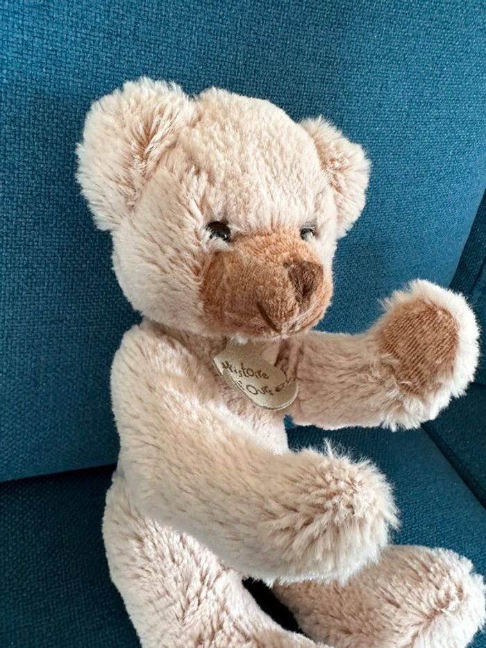 Histoire d’ours peluche doudou traditionnel articulé doux marron chiné clair 26cm
