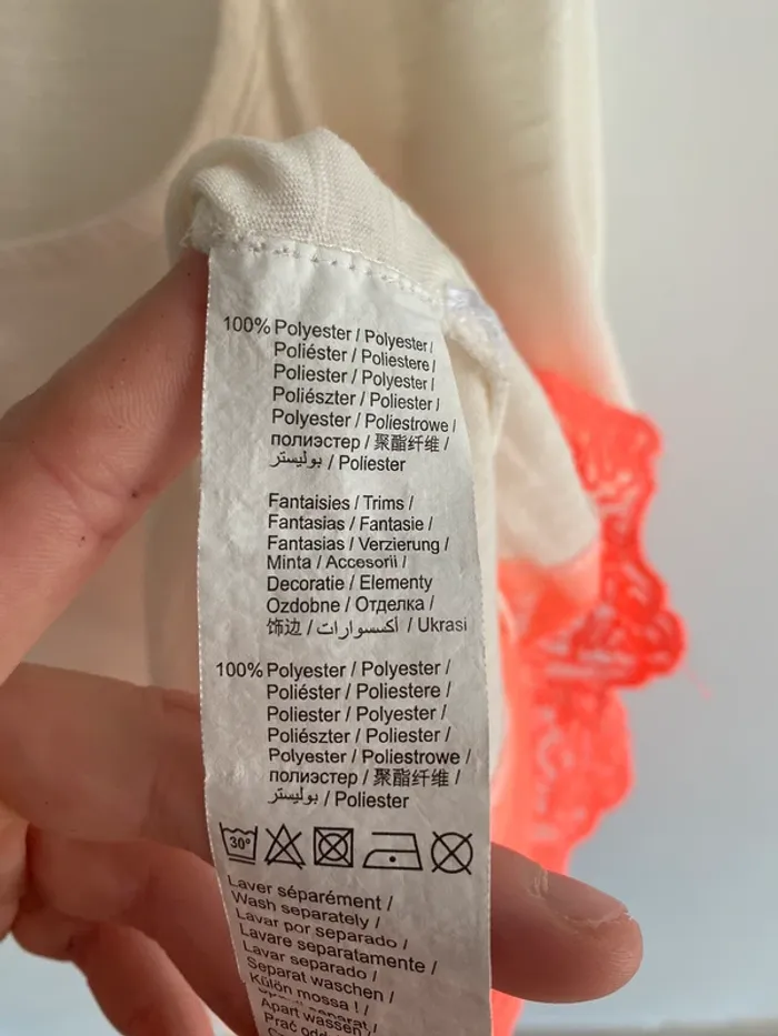 Débardeur kiabi beige dentelle orange fluo - photo numéro 6