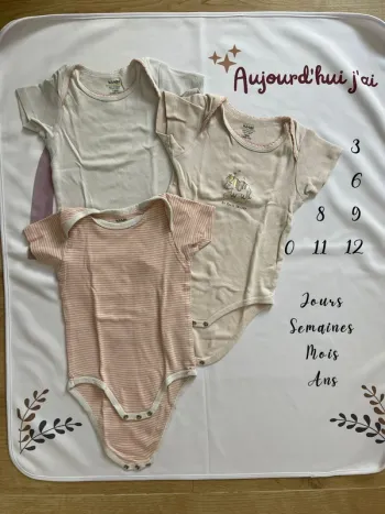Lot de 3 bodys bébé fille – Été – Taille 18 mois – Marque Kiabi