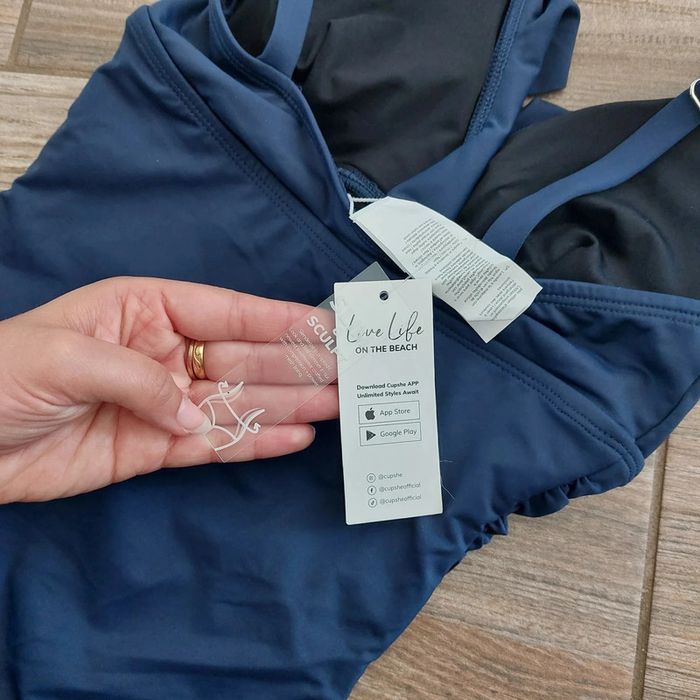 Maillot de bain une pièce slim & scult bleu marine avec volants - Taille XS Cupshe - photo numéro 4