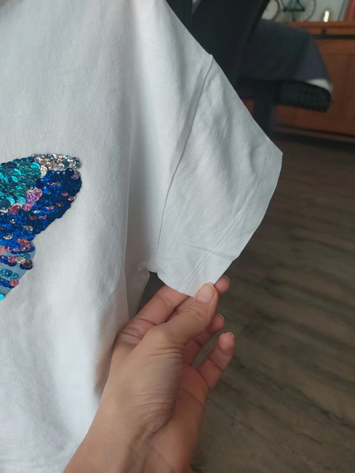 Tee-shirt manches courtes sequins papillon magiques 5 ans - photo numéro 6