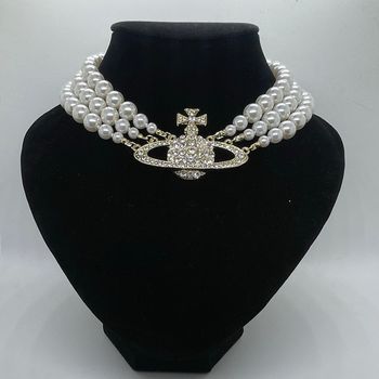 Collier triple rangs doré perle