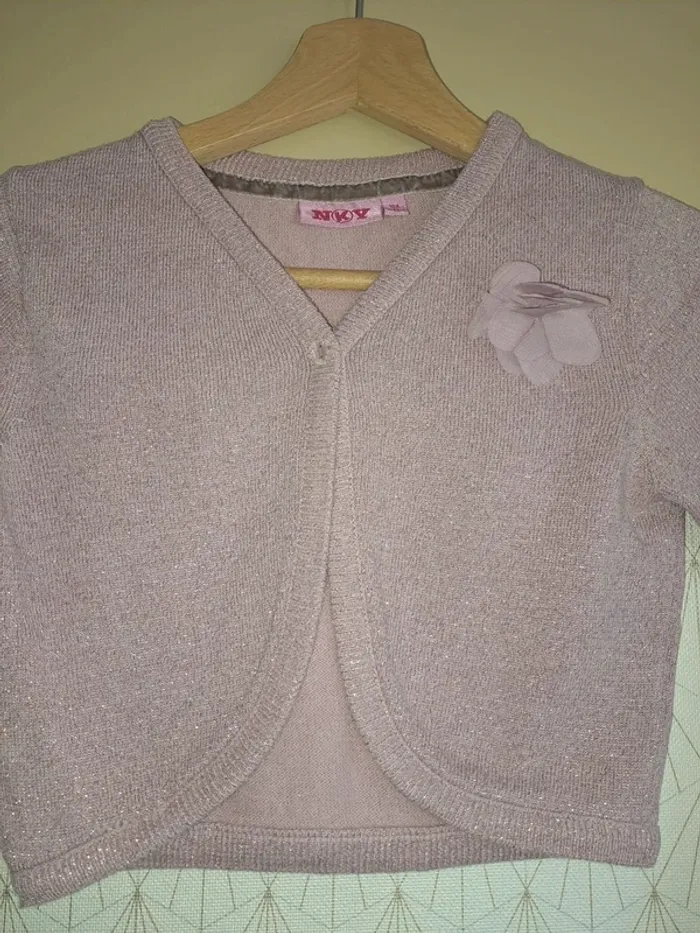 Superbe gilet fille comme neuf rose à paillettes tbe NKY 10 ans - photo numéro 2