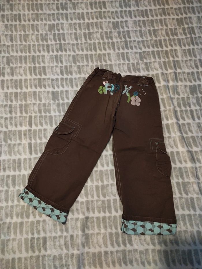 Pantalon a jambes larges marron turquoise Roxy Quiksilver 5 ans - photo numéro 5