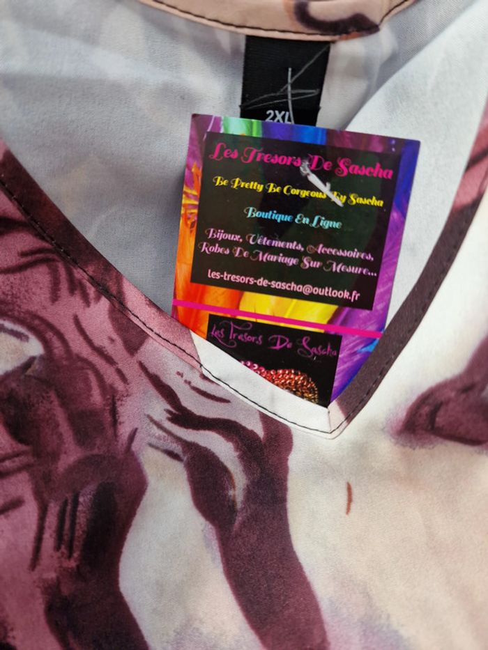 Robe Tie Dye Marbrée Violet Prune Crème - photo numéro 6