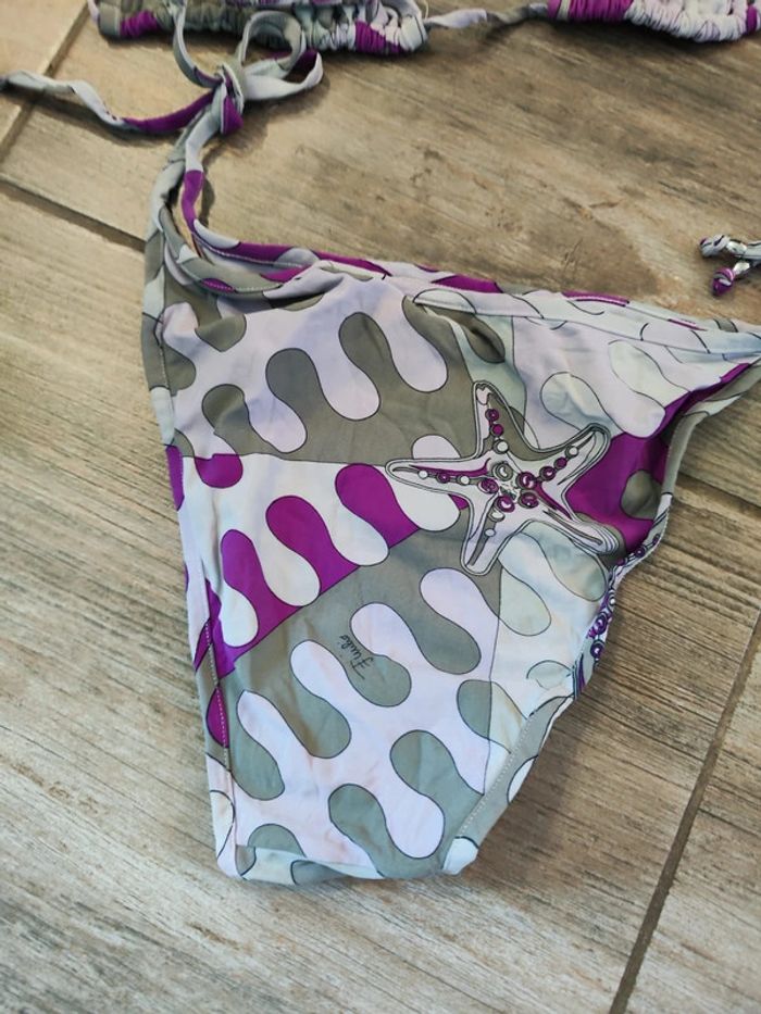Maillot de bain deux pièces gris et violet Emilio Pucci Taille 40 - photo numéro 5