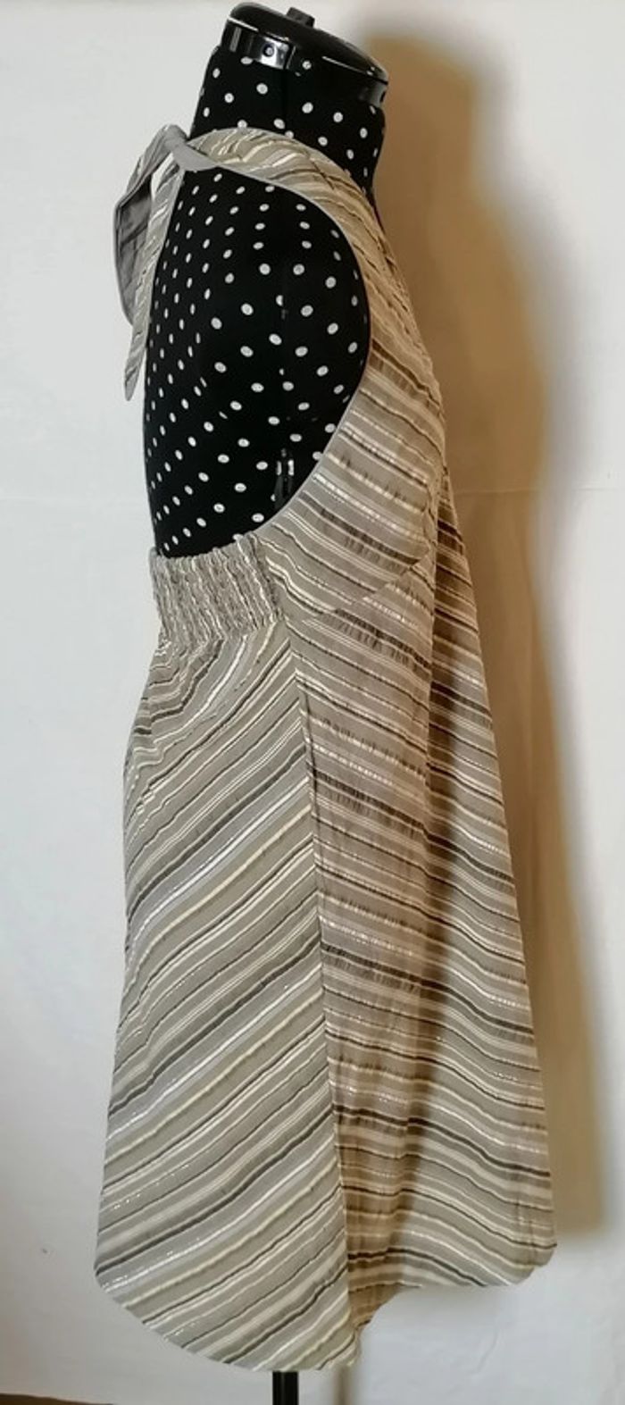 Robe d'été à rayures beige marron gris argenté taille L Agathe Velmont - photo numéro 4