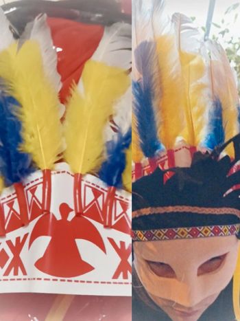 Chapeau costume déguisement indien indienne indian coiffe plume native américan Amazonie Amérique