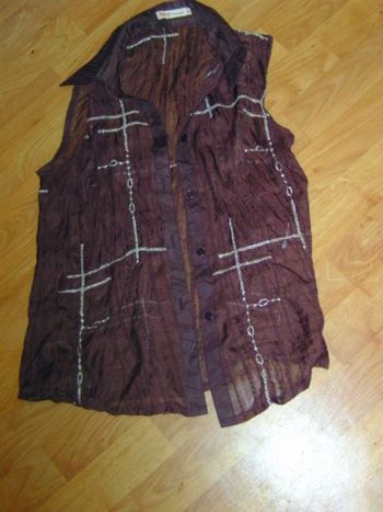 Chemisier FANTASY FASHION marron et doré voile M TBE