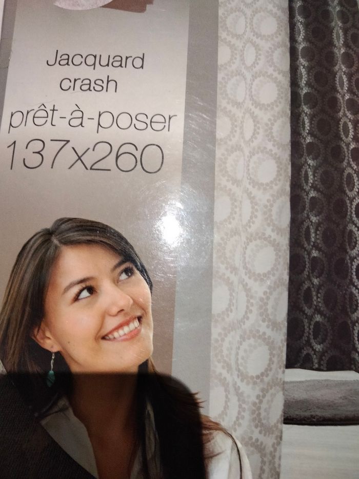Rideau Jacquard crash taupe 137x260 - photo numéro 3