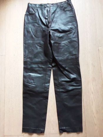 Pantalon cuir effet ciré marron Guy Laroche