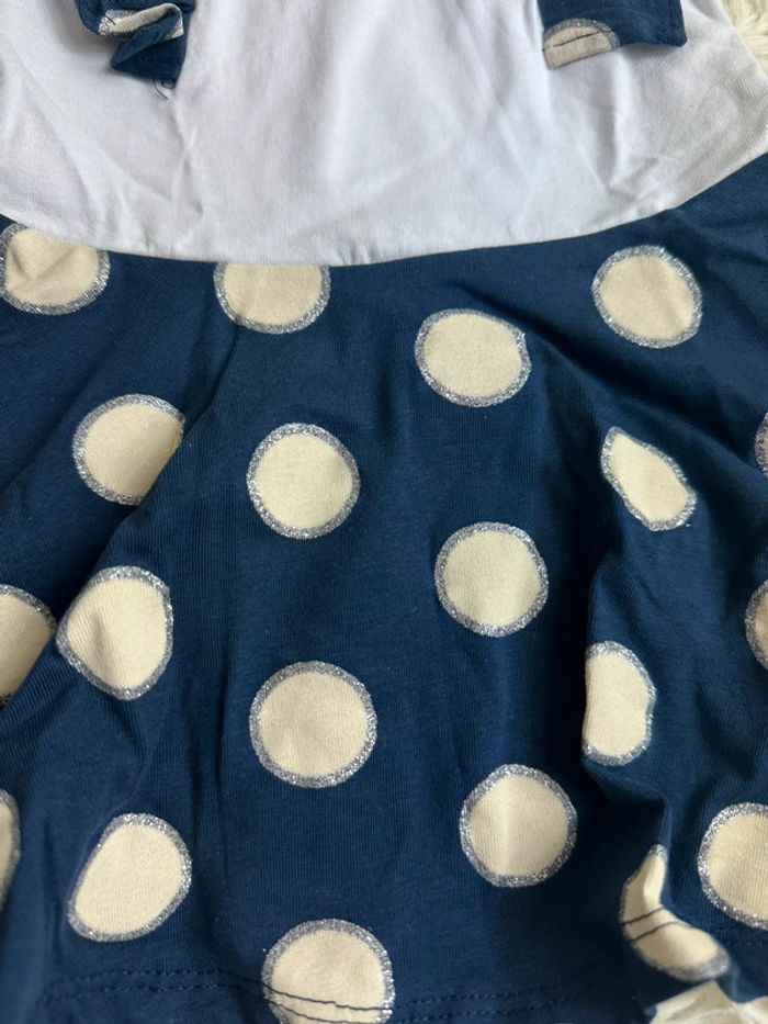 Robe Chicco blanche et bleue marine argenté taille 9 mois - photo numéro 2