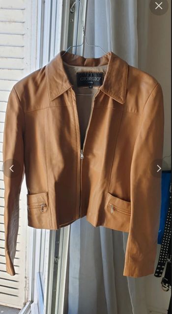 Sublime veste en cuir véritable camel t 42