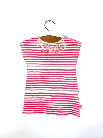 Robe rayée col bijoux