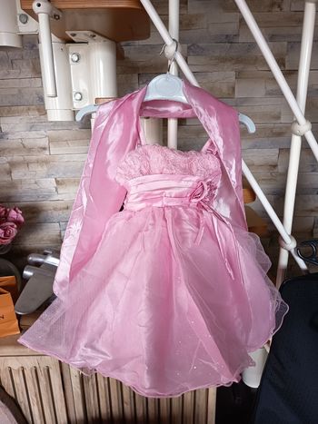 Robe cérémonie enfant rose à paillettes 