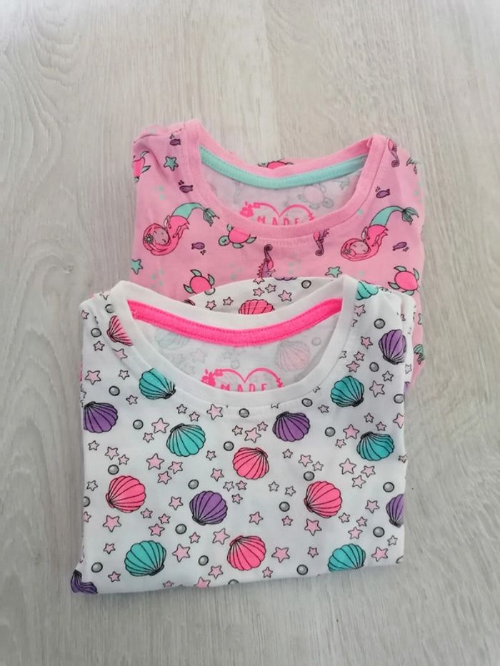 Lot de 2 T-shirts rose fille bébé made with love