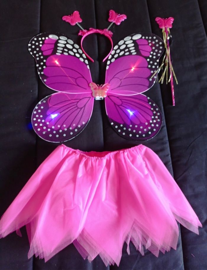 Déguisement papillon rose fushia LED