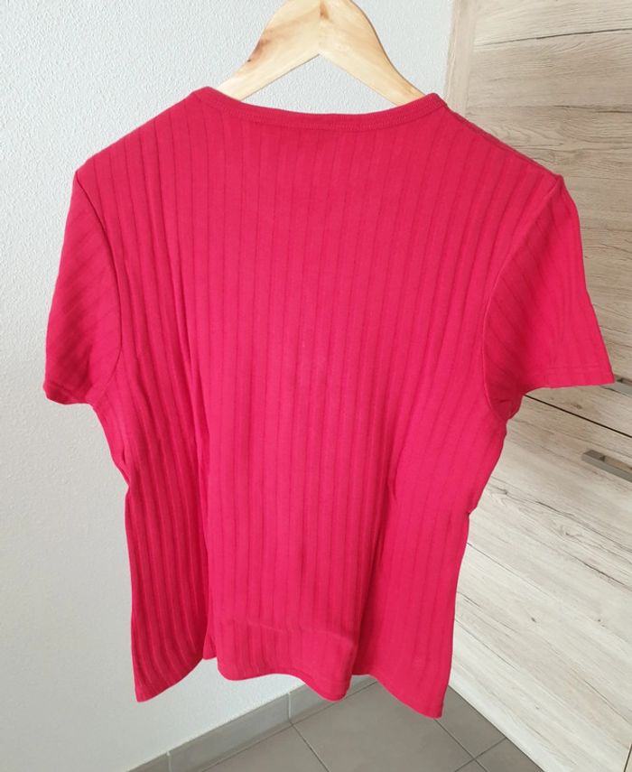 T shirt côtelé rouge - photo numéro 2