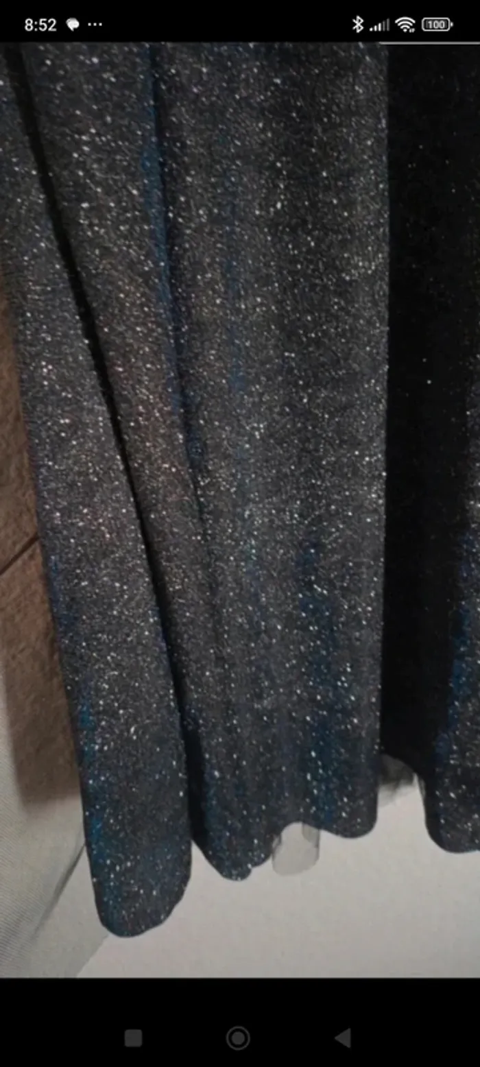 Jupe longue paillettes noir reflet bleu - photo numéro 2