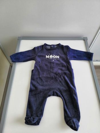 Pyjama dors-bien en velours (Bleu marine) 3 mois Kiabi