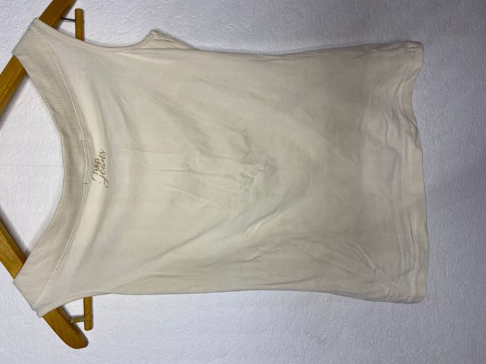 Débardeur T-shirt crème mango jeans femme - photo numéro 2