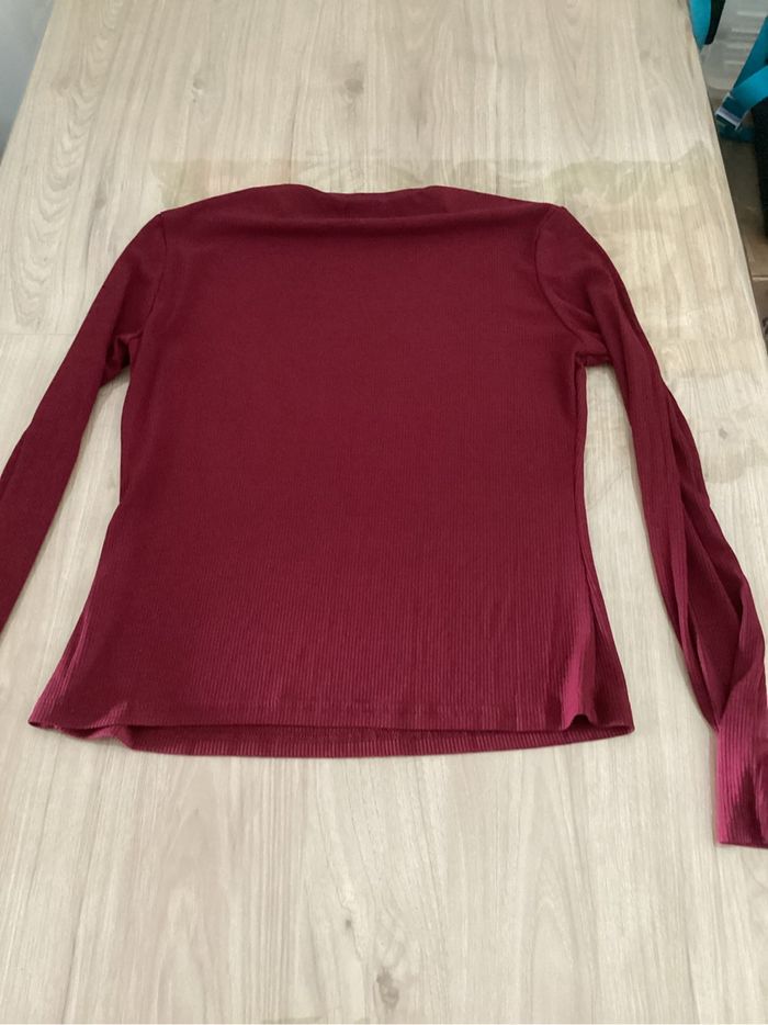 T-shirt manche longue bordeaux - photo numéro 2