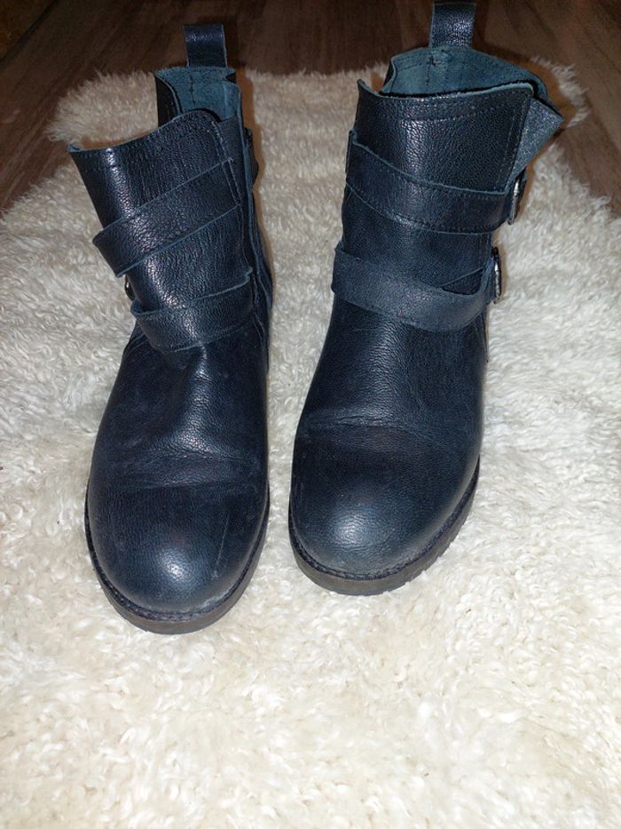 Bottines en cuir noir 41 - photo numéro 7