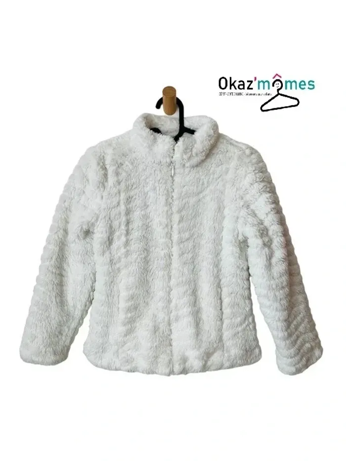 Manteau blanc zippé en fausse fourrure - Orchestra 10 ans (140cm) - photo numéro 3