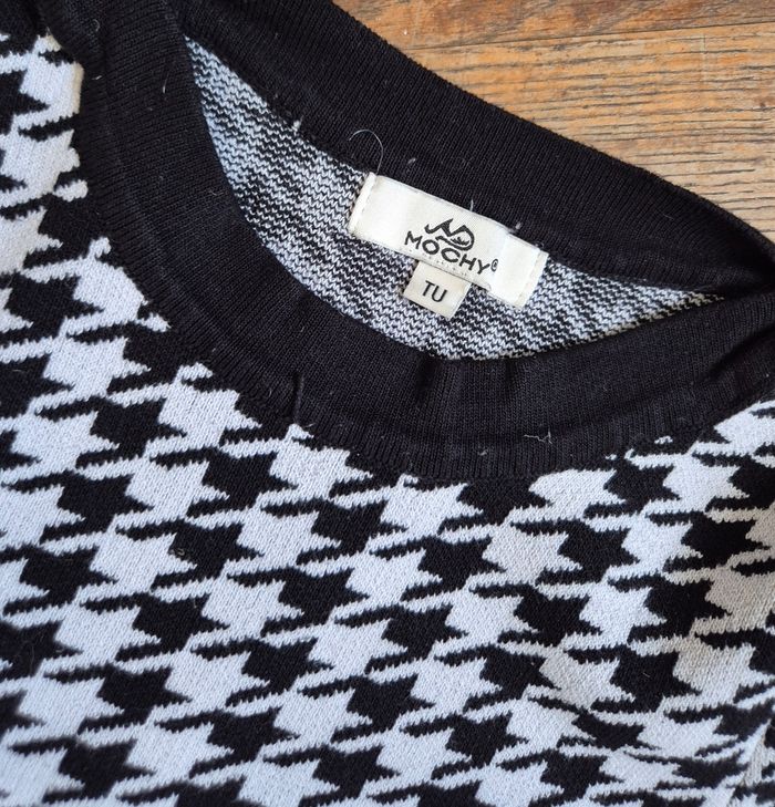 Robe pull moulante mochy pieds de poule noir et blanche taille unique - photo numéro 5