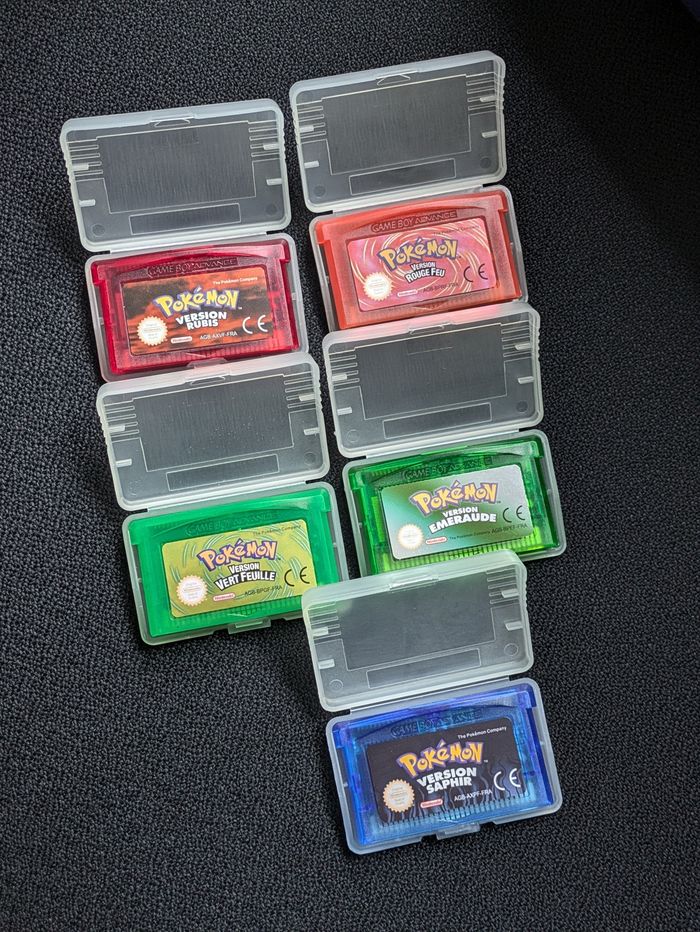 Lot de 5 jeux CARTMOD pokémon gba GameBoy advance, émeraude, rouge feu, vert feuille etc