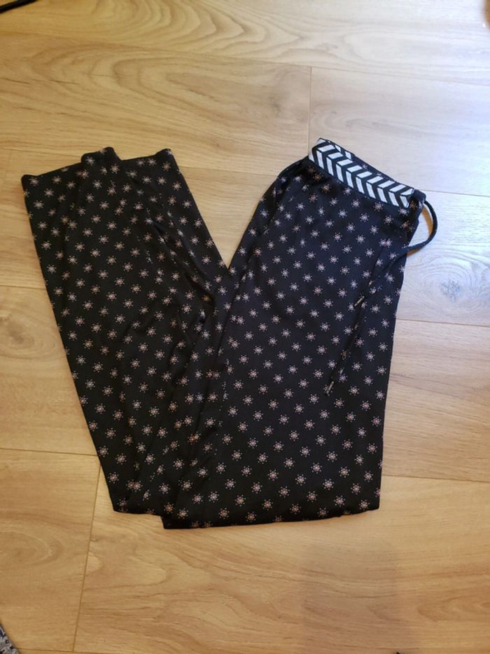 Pantalon fluide noir à motif taille 36 liberto